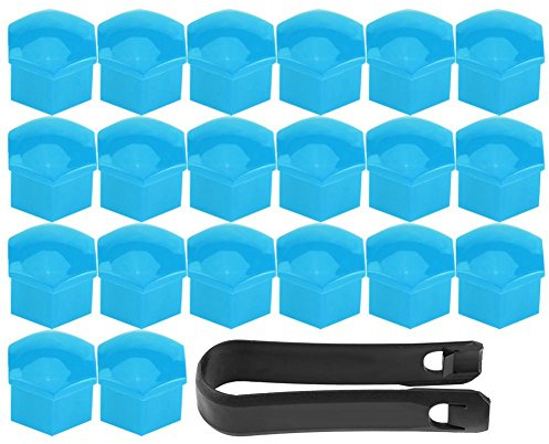 KIMISS 20Pcs Radschraubenkappen Lug Nut Bolt Screw Cover Reifen Schutzkappe Universal(Blau)