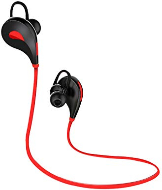 Sport Bluetooth Earphones for HTC U12 + Smartphone Wireless Sound Button Hands Kit In-Ear Universal (Red)