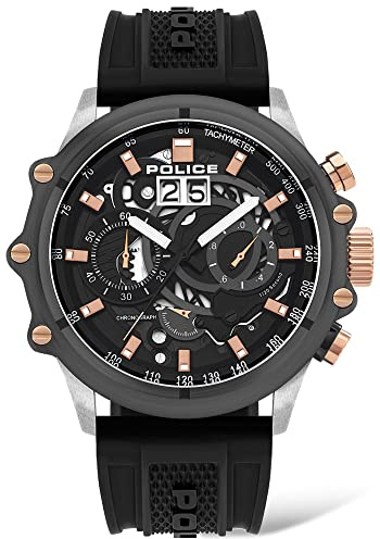 Police Watches Luang Herren Uhr analog Quarzwerk mit Silikon Armband PL.16018JSTU-13P
