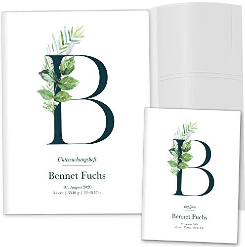 OLGS U-Heft und Impfpasshülle 3-teilig Set individualisiert Buchstabe Untersuchungsheft Hülle & Impfpasshülle Geschenkidee personalisierbar mit Namen, Geburtsdatum (Uhefthüllen, personalisiert, 12)