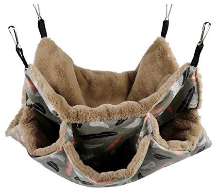 chlius Hamster Hamac, Lit Hamac Mezzanine Trois Couches pour Petit Compagnie, Sac Couchage Suspendu Chaud en Peluche AccessoireCage pour Hamster/Furet/Écureuils/Chinchillas