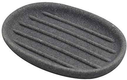 Topsky Porte-savon ovale en résine pour salle de bain/cuisine - Plateau pour la douche - Gris