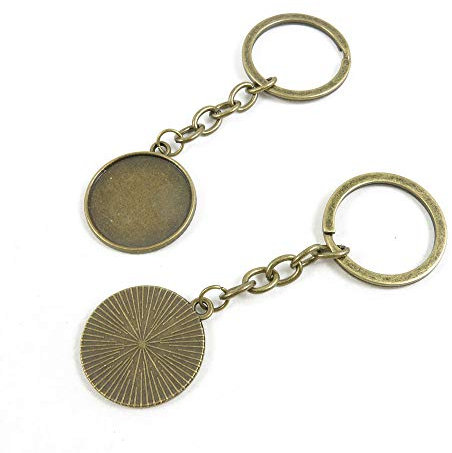 W1KF2W Schlüsselring, Antik-Bronze, rund, Cabochonsockel, blanko, 25 mm, 100 Stück