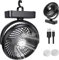 ZEBRE Ventilatore Portatile USB,Ventilatore A Mano Tavolo Con Luce a LED,Rotazione 360°,Gancio,Ventilatore Da Tavolo Silenzioso Con Da Campeggio Esterno Automatico Ventilatore Scrivania Piccolo