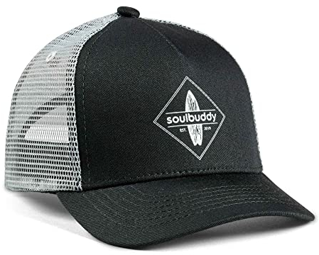 Soulbuddy Trucker Cap Kinder – Unisex Kinderkappe – Schirmmütze für Jungen & Mädchen – Trendiger Sonnenhut für Outdoor & Freizeit Schwarz-Grau – Größe S
