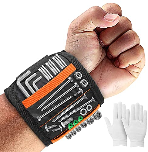 Magnetisches Armband mit starken Magneten, Werkzeuggürtel, magnetisches Armband zum Halten von Schrauben, Nägeln, Bohrern, perfektes Geschenk für Männer, Frauen, Vater, Ehemann und Tischler