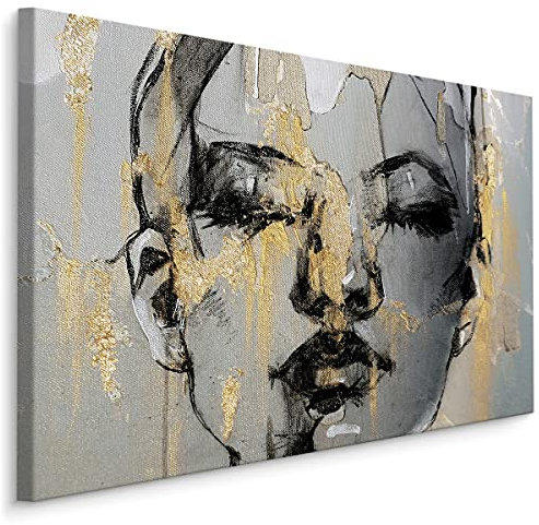 Muralo - Leinwandbild Porträt Frau Gesicht Aufhängefertig - Wandbild Kunstdruck für Wohnzimmer Schlafzimmer Büro Wanddeko Modern Vintage Glamour Loft Stil ‎‎‎