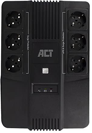 ACT Back-up Onduleur Line Interactive 600VA Batterie UPS Power Supply (6 Sorties Schuko, Protection Contre Les surtensions) AVR - AC2300