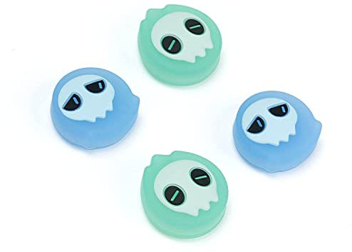 GeekShare 4PCS Cute Ghost Theme Thumb Grip Caps,Halloween Soft Silicone Joystick Cover Compatible with Nintendo Switch/OLED/Switch Lite Only - Blue Phantom