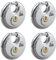 BASI | Rundbügelschloss 4er Set | massiver Edelstahlkorpus | gleichschließend | Kneifschutz | gehärteter Stahlbügel | sicheres Vorhängeschloss | Bügelstärke 9,5 mm | 4 Stück