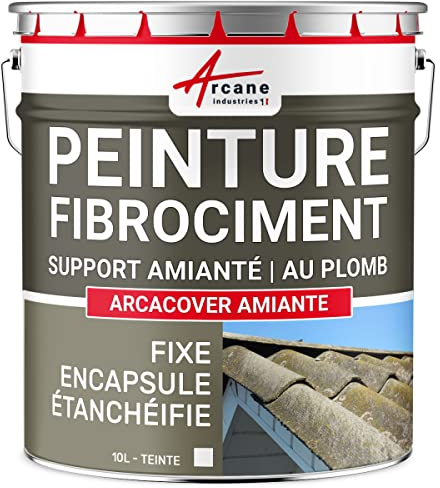 Peinture fibro ciment pour encapsulage, support amiante et plomb : Arcacover amiante - 10 L Blanc - ARCANE INDUSTRIES