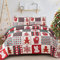 WONGS BEDDING Tagesdecke 220x240 Weihnachts Bettüberwurf Rotes Patchwork Doppelseite Wohndecke Schneeflocke Weihnachten Überdecke für Schlafzimmer Stepp Decke mit 2 Kissenbezüge 50x75cm