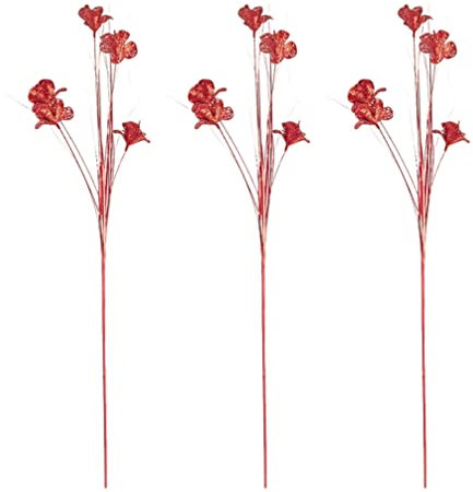 jojofuny 3stücke Weihnachtskunstblumen Poles Glitzernde Weihnachtsdeko Für Festliche Arrangements Geeignet Für Weihnachtsbaum Kranz Und Raumdekoration