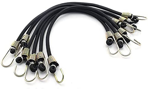 10 Stück Spanngummi mit 2 Haken YUTOU Befestigungsriemen Gepäckspanner Expander mit Haken Mini Spanngurte Bungee-Schnüren Gummispanner für Transport Camping und Outdoor (Schwarz 25 cm)