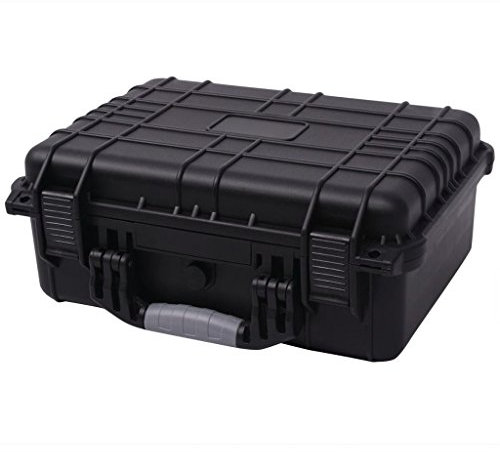 Gecheer Gefahrgutkoffer Transportkoffer Universalkoffer Fotokoffer Kamera Objektiv Schutz Koffer mit 3 Schaumstoff Schutzkoffer Schwarz 40,6x33x17,4 cm