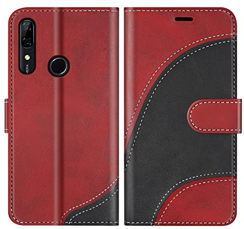 BoxTii Cover per Huawei P Smart Z / Y9 Prime 2019, Custodia in PU Pelle Portafoglio per Huawei P Smart Z / Y9 Prime 2019, Magnetica Cover a Libro con Slot per Schede, Rosso