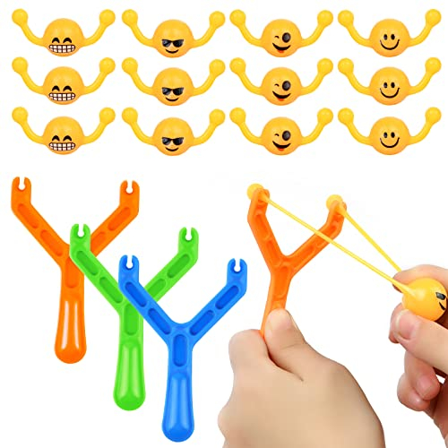Ainiv Jouet de Fronde, Jouet De Doigt pour Catapult, 3 Lance-Pierres et 12 Jouets Caca Silicone, Nouveauté Extensible Drôle Jouets de Décompression pour Enfants Cadeau, Farce, Faveur de Fête