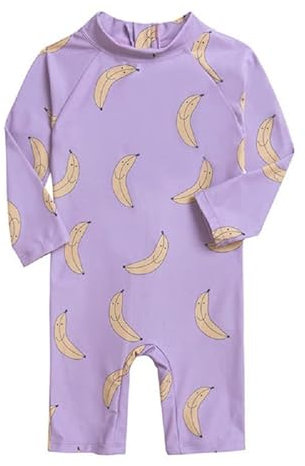 JUIYNIZT Jungen Baby Einteiliger Surfanzug Badeanzug Langarm UV-Schutz Bademode mit Sonnenhut (Lila, 122-128cm)