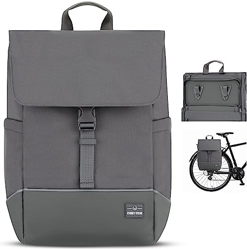 Johnny Urban Fahrradtaschen für Gepäckträger Damen & Herren Dunkelgrau - Mika Bike - 2 in 1 Fahrrad Tasche Rucksack & Gepäckträgertasche Hinten - Wasserabweisend