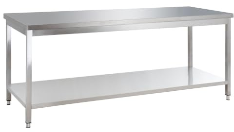 GastroHero Edelstahl Arbeitstisch I Arbeitstisch 100x60 cm mit Grundboden I ohne Aufkantung I Edelstahltisch für Gastronomie I Gasto Tisch AISI 201 (1800 x 600 x 850 mm, ohne Aufkantung)