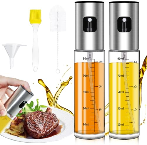 YDIAMEJ Ölsprüher zum Kochen 2er Ölsprühflasche Öl Sprühflasche Ölsprüher für Speiseöl 100ml Ölspray Glas Olivenölsprüher für Salat Grillen Backen