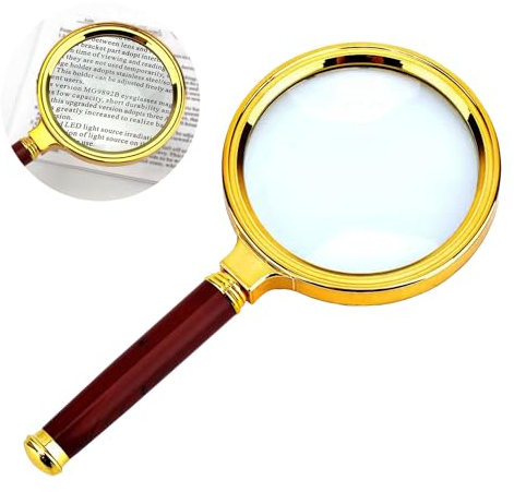 15-fache Lupe – 60 mm Lupe mit hochklarem Holzgriff – antike Lupe zum Lesen, Schmuckinspektion, Fehlersuche und Münzen
