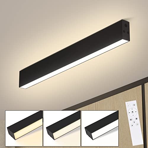 Glitzerlife Deckenlampe LED Deckenleuchte Wohnzimmer - 53.6CM Wohnzimmerlampe Lang Schwarz Schlafzimmerlampe Modern Dimmbar mit Fernbedienung 17W Deckenbeleuchtung Panel für Schlafzimmer