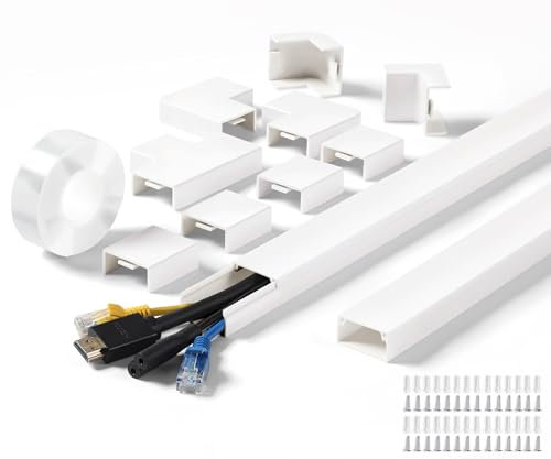 LZEOY Kit cache-câble mural de 558,8 cm de large capacité pour câbles, kit mural de cache-câble, cache-câbles blanc, pour montage mural, cache-câble, canal de câble : 35,6 x 40,8 cm (l x L x H)