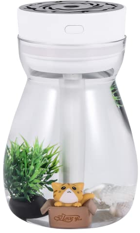 Gokelomg Cute Cool Mist Air Humidifier Office Bedroom Air Cleaner USB Kawaii Air Humidifier with LED Light Air Moisturising Bottle (White)