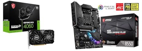 MSI GeForce RTX 4060 Ventus 2X Black 8G OC Grafikkarte -NVIDIA RTX 4060, 8 GB GDDR6 Speicher, 17 Gbps, PCIe 4.0, DLSS3 & MB AMD AM4 MPG B550 Gaming Plus