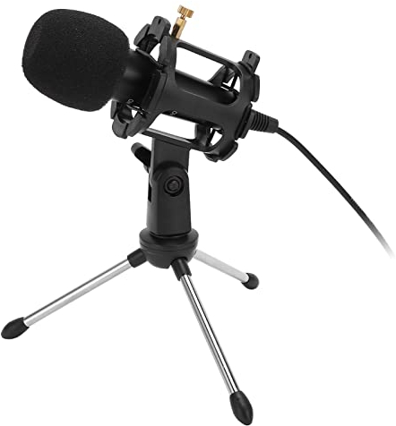 Natudeco Microfono Cardioide Kit Microfono a Condensatore Per Computer USB Kit di Registrazione Podcast con Treppiede Pieghevole Per Registrazione in Studio Streaming