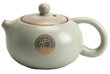 Tetera Tetera para el hogar Juego de té de cerámica Kung Fu Tetera de flores Tetera de gran capacidad con filtro Tetera individual (A)