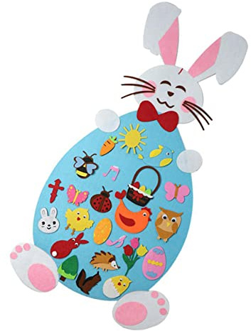 IMIKEYA 1 Satz Osterschmuck Wandfilzhase DIY-Filzhandwerk für Kinder Eier Osterhasen-Dekoration Filzhäschen selber Machen Tier das Schild Kinderkorb Suite Statue