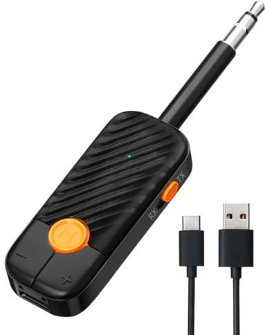 Gbformat Bluetooth 5.2 Adapter 2 in 1 Bluetooth Transmitter TV Bluetooth Empfänger Bluetooth Splitter Bluetooth Sender Klinke 3,5 Aux Bluetooth Adapter Auto für PC/Car/Laptop/kopfhörer/Gym/Game