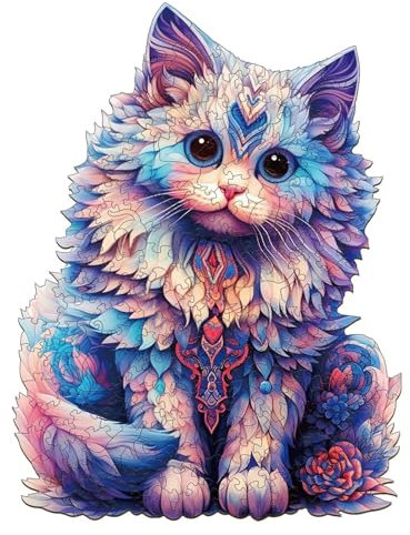 Jigfoxy Wooden Jigsaw Puzzles for Adults, Ragdoll Cat & Unique Animal Shape Puzzles, 233pcs, Birthday Gifts with Wooden Box (10.1 * 13.3in)