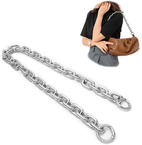 Silberne klobige Taschenkette, Damen-Geldbörse, Schultergurt, Metallriemen, Ersatz, Knödel, Wolke, Tasche, Handtasche, Kette schwer (59,9 cm – Silber)