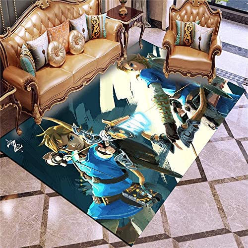 3D gedruckte Legende von Zelda Muster Matte, rechteckige Wohnzimmer Schlafzimmer Teppich, Kinderzimmer Dekor.,140 * 200cm