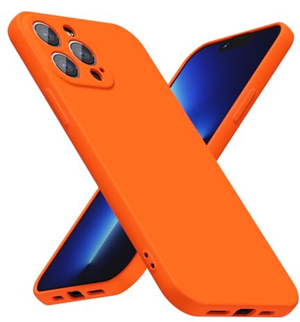 LoeoeL for iPhone 13 Pro Max Phone Case Silicone, Fluorescent Neon Orange Bright Color Matte TPU, Minimalist Ultra Thin Slim Soft Rubber Gel Girly Cute Case for Women Men, Camera Cover Protection