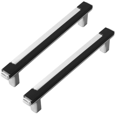 6 Stück Möbelgriffe Schwarz Silber 128mm, Schrankgriffe, küchenschrank griffe, schubladengriffe, Türgriffe Schwarz Silber für Küchen, Schrank, Schubladen, Möbel