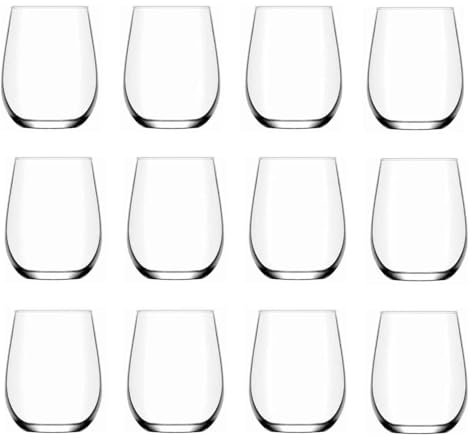Garden Mile Drinking Glasses Prosecco Wine Glassware Gift Set Party Bar Restaurant Catering Dining Hen Barware Engagement Wedding Mothers Day Home Kitchen Decor (12pc Drinking Glasses)