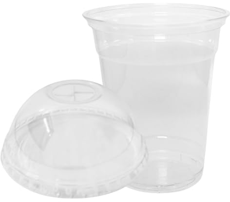Bella Vita Vasos de PET + tapas cúpula con orificio transparente 50 + 50 unidades 400 ml, 22561