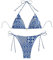 GORGLITTER Bikini Damen Set Triangel Bikini Mit Blumen Neckholder Bikini Set Boho Bikini Zweiteiler Badeanzug Bademode Blau M