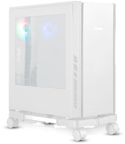 AkoaDa Supporto per CPU mobile, supporto regolabile per computer tower con ruote a 4 ruote, per ufficio e uso domestico (bianco)