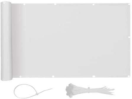 LOVE STORY Balkon Sichtschutz 70x600cm,PES Balkonabdeckung Balkonbespannung Balkonumspannungen Balkonverkleidung,UV-Schutz Wind und Wetterfest mit Kabelbindern für Balkongeländer,Weiß