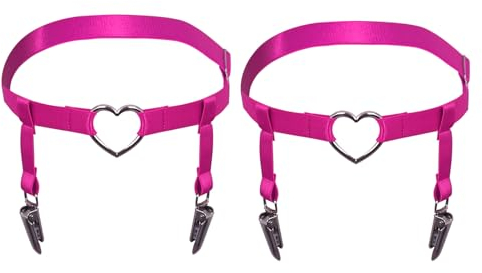BBOHSS 2-teilige Damen Harness Punk Strümpfe Clip Oberschenkel Käfig Strumpfband Gürtel Gothic Halloween Karneval Tanz Kostüm (Rosenrot)