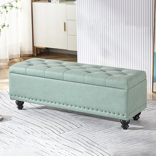 Tdfersasdw Ottomane-Bank mit Stauraum, getuftete Polsterbank mit schwarzen Holzbeinen, Betthocker, Sofabank für Wohnzimmer, Schlafzimmer, Flur,F,100cm