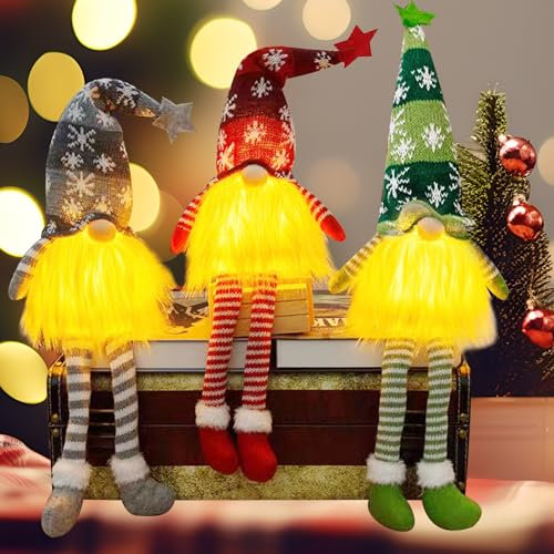 kinyoda Weihnachtswichtel Beleuchtet 3 Stück Weihnachtszwerg Schwedisch, Weihnachtsdekoration weihnachten wichtel deko gnom santa christmas gnome weihnachtsdeko Wichtel Party Weihnachts Deko Spielzeug