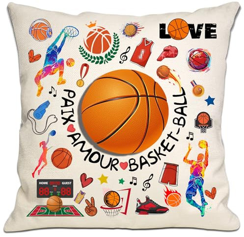 Tu ES Plus Courageux Housses de Coussin Double Face Cadeaux de Basket pour Femmes, Hommes et Adolescents - Anniversaire et Noël pour Les Fans de Basket Joueurs et Ami