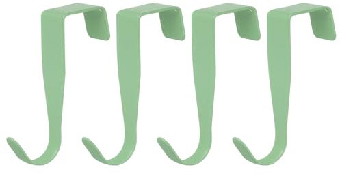 sourcing map Over The Door Hook,4 Pack - Carbon Steel Cabinet Door Single Hooks, Metal Door Hanger for Home Kitchen Decoration (Green)