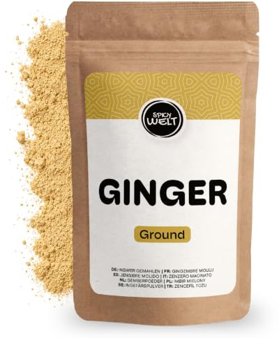 Spicy Welt Zenzero Macinato (1kg) – Zenzero in Polvere per Biscotti, Tisane, Curry e Marinature | Gusto Fresco e Limonato | 100% Naturale, Senza Additivi
